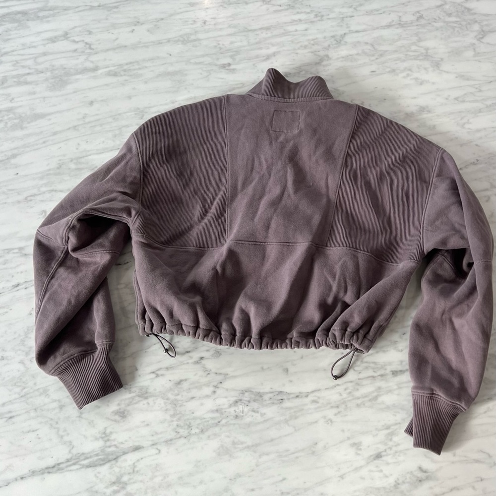 Abercrombie and Fitch Cinched Bungee Mockneck Half Zip Sweatshirt Dark Grey XS - Picture 2 of 3